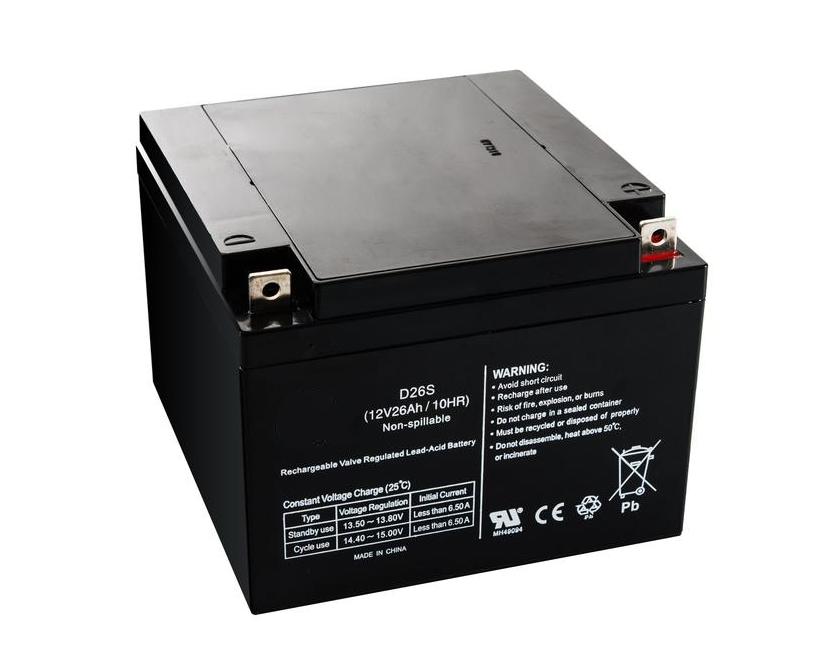 12V 26Ah Sealed Lead Acid Battery 6Mo. Bolt & Thread