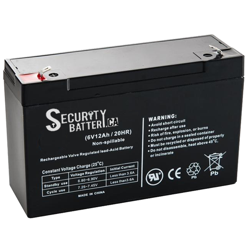 6V 12Ah Sealed Lead Acid Battery 6Mo.